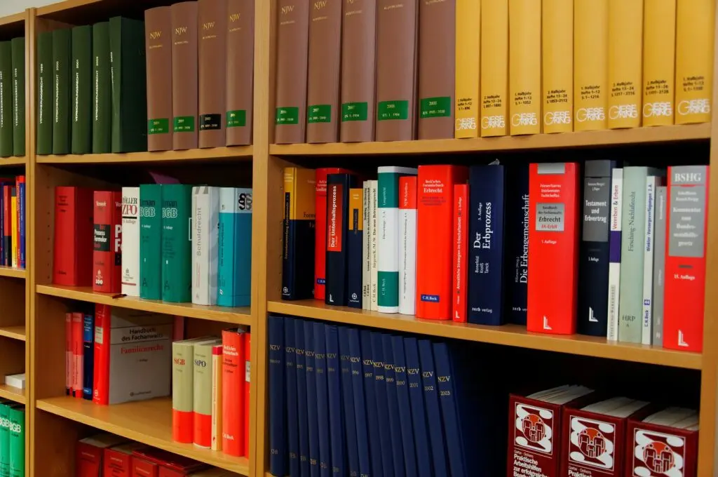 Bookcase with collection of medical texts