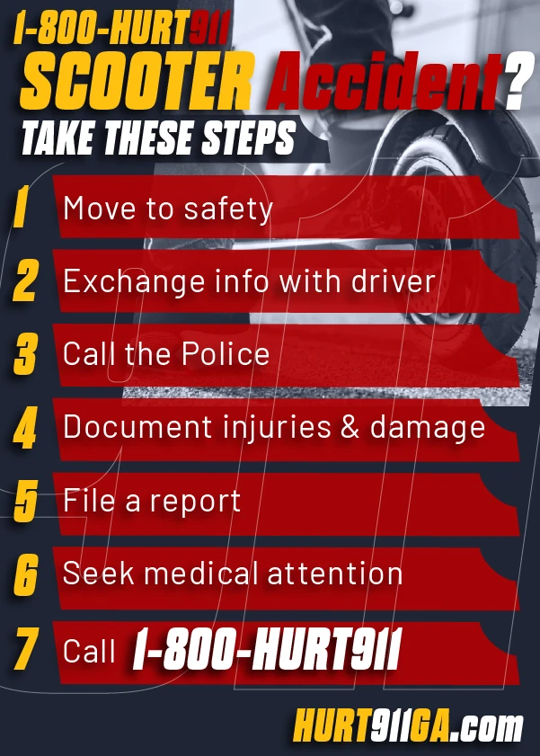 Scooter accident steps, call HURT911 Injury Doctors and Lawyers