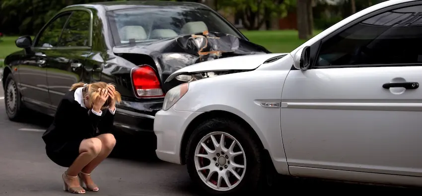 A woman is in need of a car accident doctor after being in a wreck.